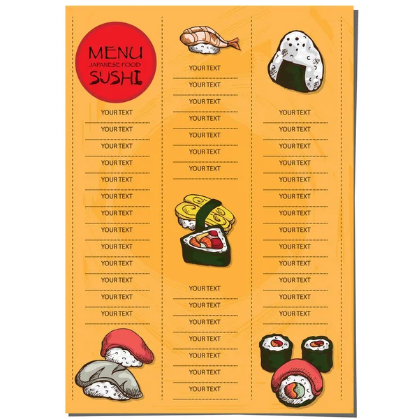Menu japanese food sushi restaurant template design hand drawing graphic. — Stock Vector