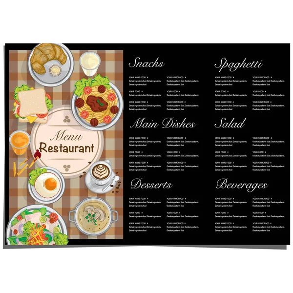 Menu alimento restaurante modelo design mão desenho gráfico . — Vetor de Stock