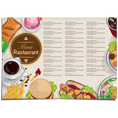 menü restoranı şablonu tasarım el çizimi grafiği.