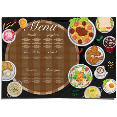 menü restoranı şablonu tasarım el çizimi grafiği.