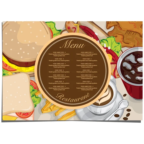 Menu jedzenie restauracja szablon projekt strony rysunek graficzny. — Wektor stockowy