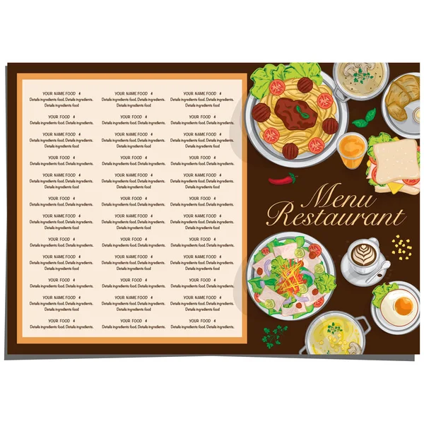 Menu alimento restaurante modelo design mão desenho gráfico . — Vetor de Stock