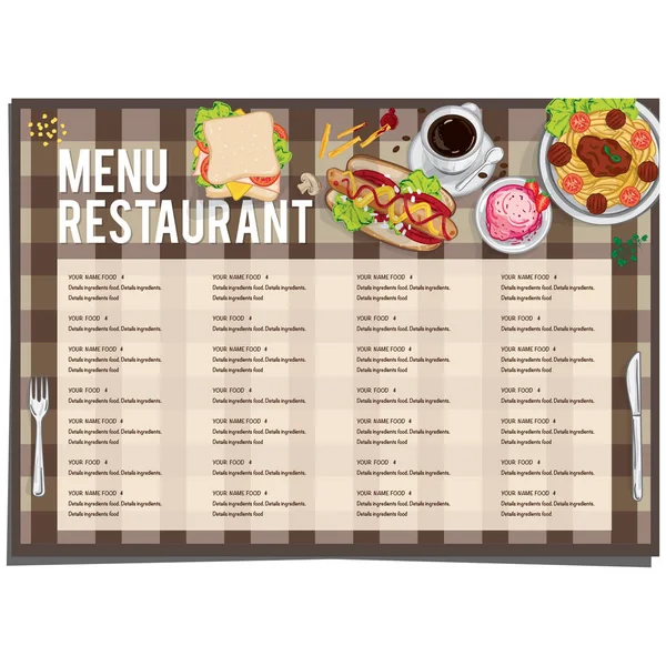 Menú comida restaurante plantilla diseño mano dibujo gráfico . — Archivo Imágenes Vectoriales
