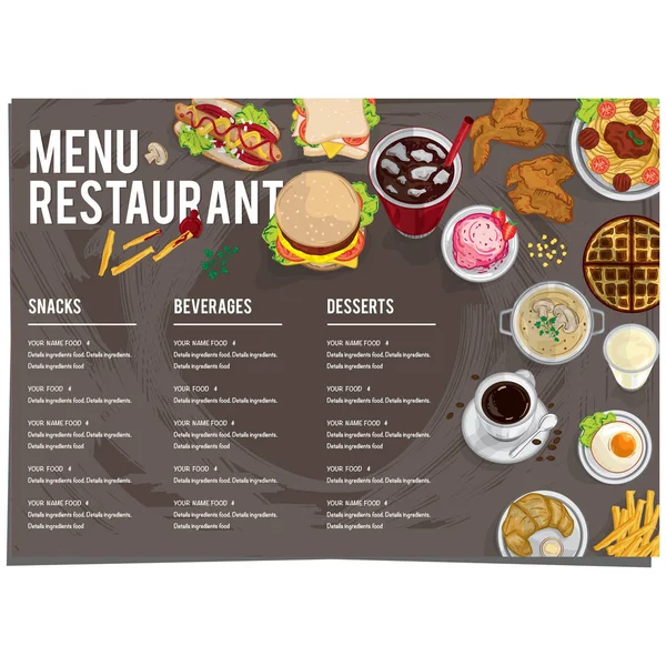 Menu restaurant nourriture modèle conception dessin à la main graphique. — Image vectorielle