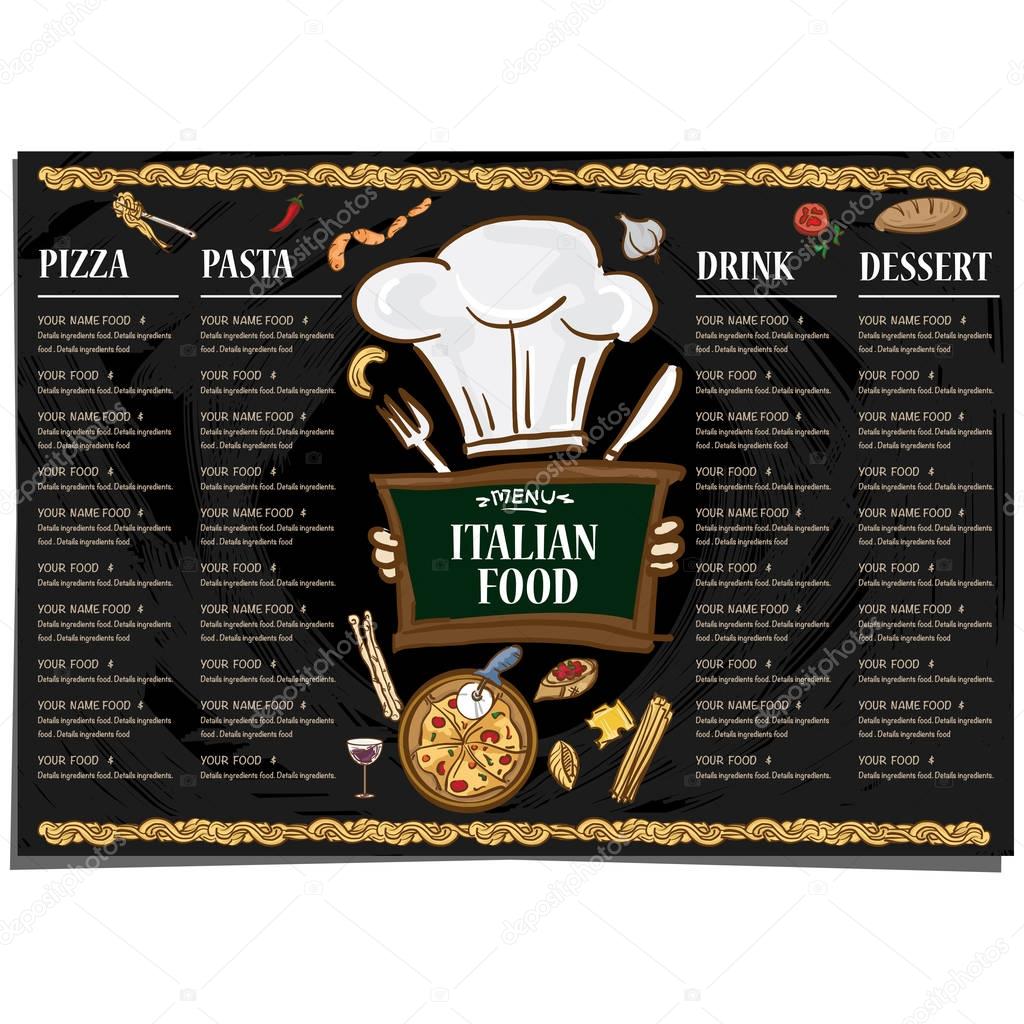 menu italian food restaurant template design hand drawing graphic.