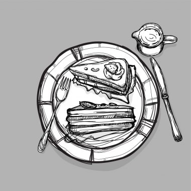 yemek pasta tatlı set çizim grafik nesneleri göstermek