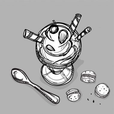 Gıda dondurma acıbadem kurabiyesi tatlı set çizim grafik nesneleri göstermek