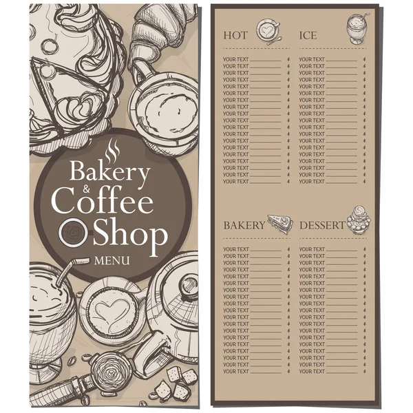 Меню кафе кава пекарня ресторан шаблон дизайн рука малюнок графічний — стоковий вектор
