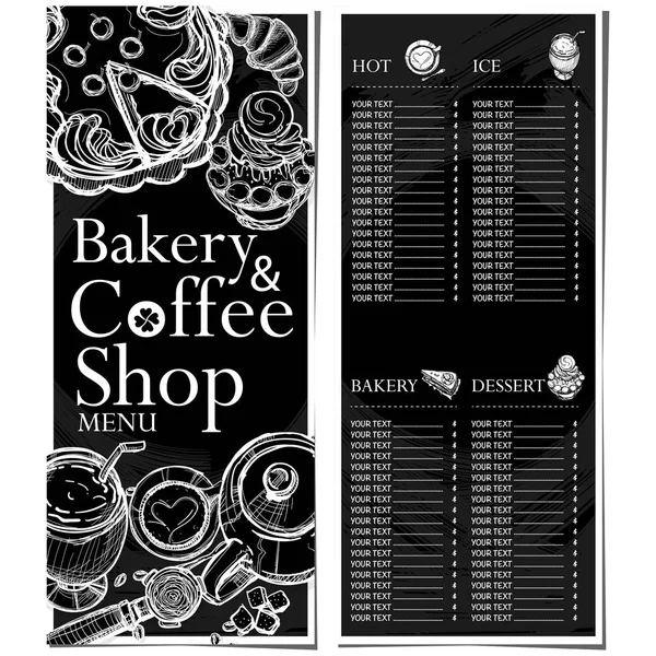 Menyn café kaffe bageri restaurang mall design hand Rita grafik — Stock vektor