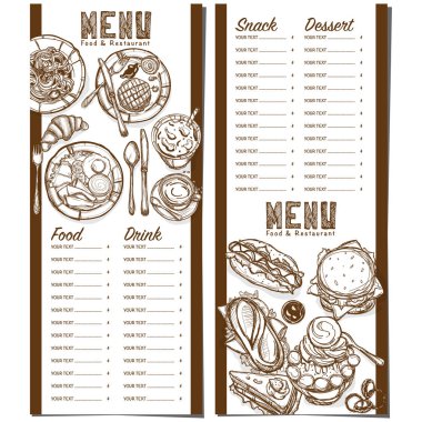 Menü fastfood Restoran şablon tasarım el grafik çizimi