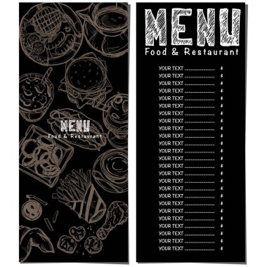 Menü fastfood Restoran şablon tasarım el grafik çizimi