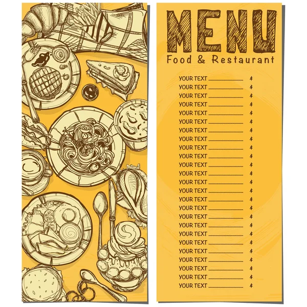 Menú fastfood restaurante plantilla diseño mano dibujo gráfico — Vector de stock