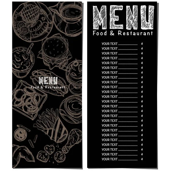 Menu fastfood restaurant template design hand drawing graphic — Stock Vector