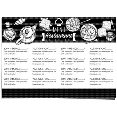 Menü kahvaltı gıda Restoran şablon tasarım el grafik çizimi