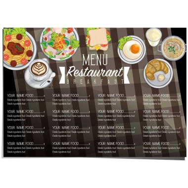 Menü kahvaltı gıda Restoran şablon tasarım el grafik çizimi