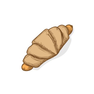 Kruvasan sosis gıda el grafik çizimi