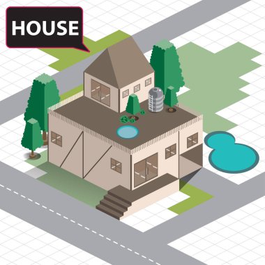 izometrik ev inşa köy daire hotel harita 