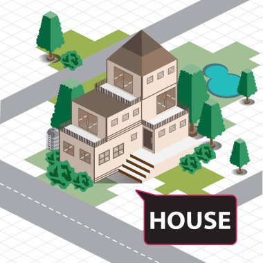 izometrik ev inşa köy daire hotel harita 