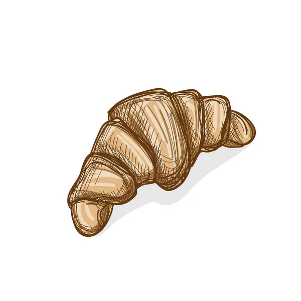Pan Croissant dibujo a mano objeto gráfico — Vector de stock