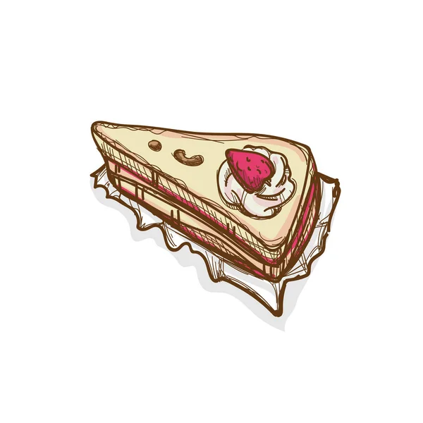 Pastel postre mano dibujo gráfico objeto — Vector de stock