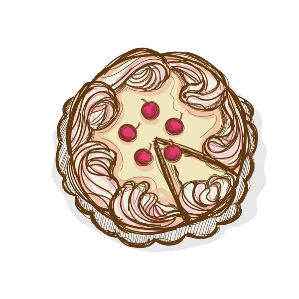 Gâteau dessert dessin à la main objet graphique — Image vectorielle
