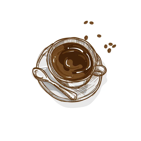 Koffie beker hand grafische tekenobject — Stockvector