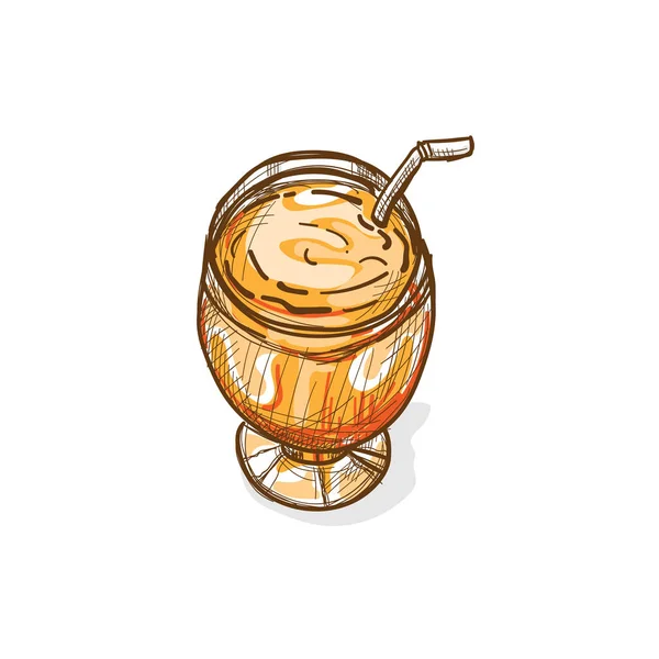 Trinken Glas Cola Hand Zeichnung grafisches Objekt — Stockvektor