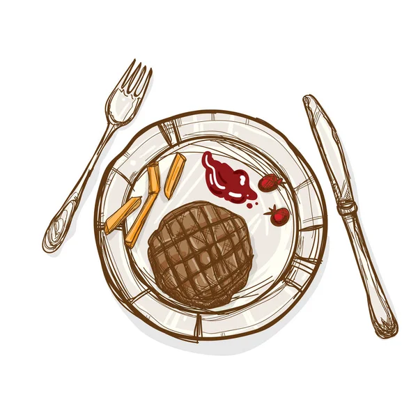 Пищевой стейк вручную рисование графический объект — стоковый вектор