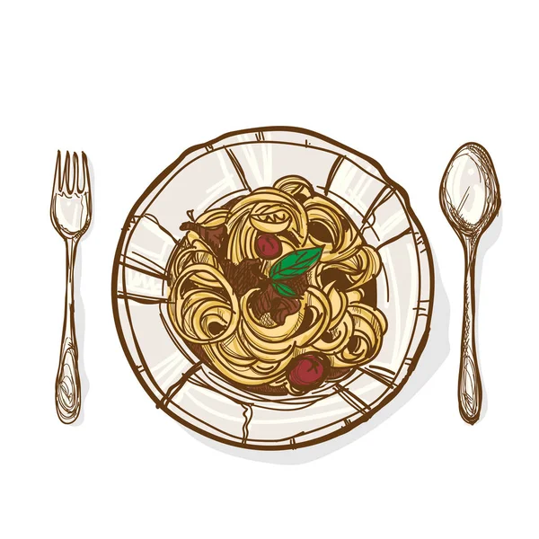Spaghetti hand grafische tekenobject — Stockvector