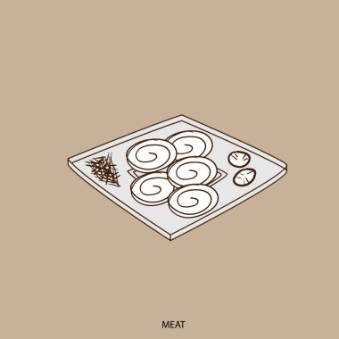 Gıda nesne et el çizimi