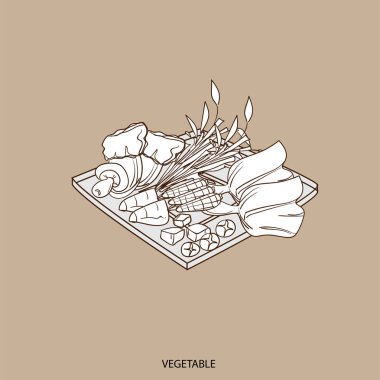 Gıda nesne sebze el çizimi