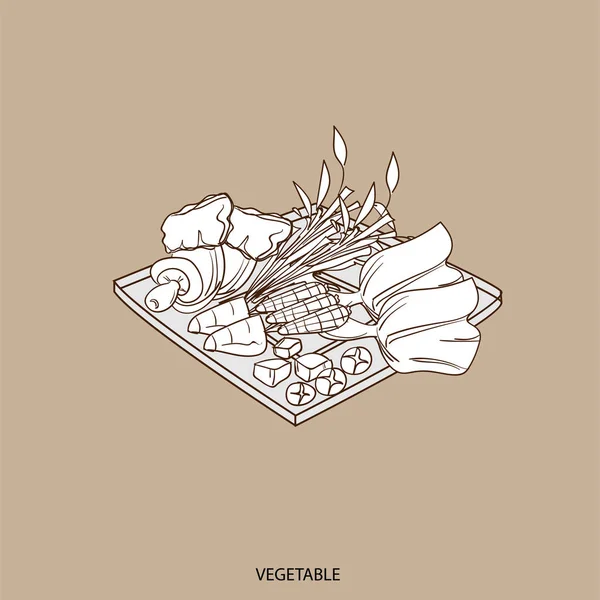 Gıda nesne sebze el çizimi