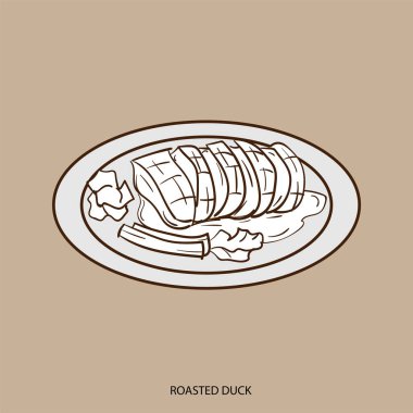 Çin yemeği kavrulmuş Duck el çizimi