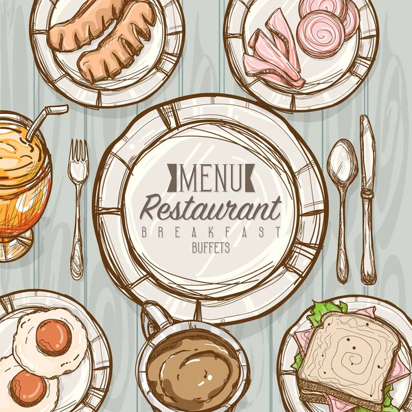 Menü Restoran şablon tasarım el grafik çizimi