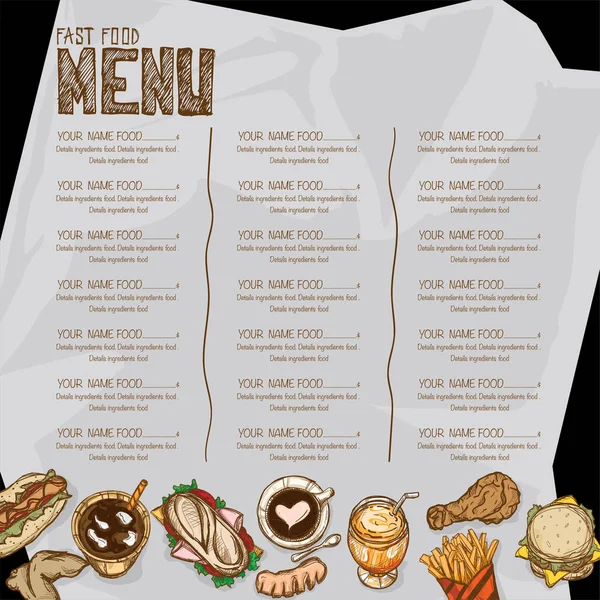Menü Restoran şablon tasarım el grafik çizimi
