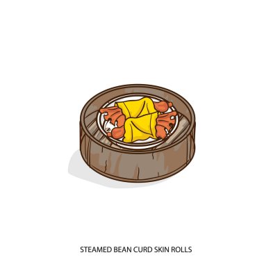 Çin yemeği haşlanmış soya peyniri deri rulo nesne el çizimi