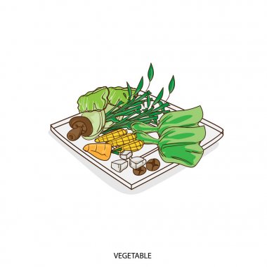 Gıda nesne sebze el çizimi