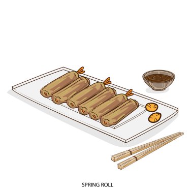 Gıda nesne bahar rulo el çizimi