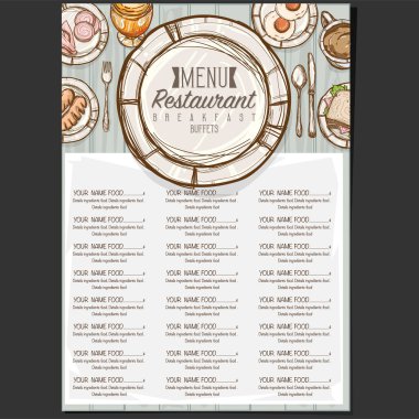menü restoranı şablonu tasarım el çizimi grafiği