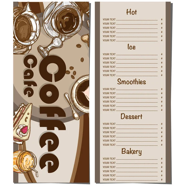 Menu coffee shop restaurant template design hand drawing graphic — Stock Vector