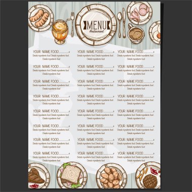 menü restoranı şablonu tasarım el çizimi grafiği