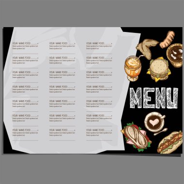 menü restoranı şablonu tasarım el çizimi grafiği