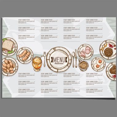 menü restoranı şablonu tasarım el çizimi grafiği
