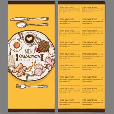 menü restoranı şablonu tasarım el çizimi grafiği