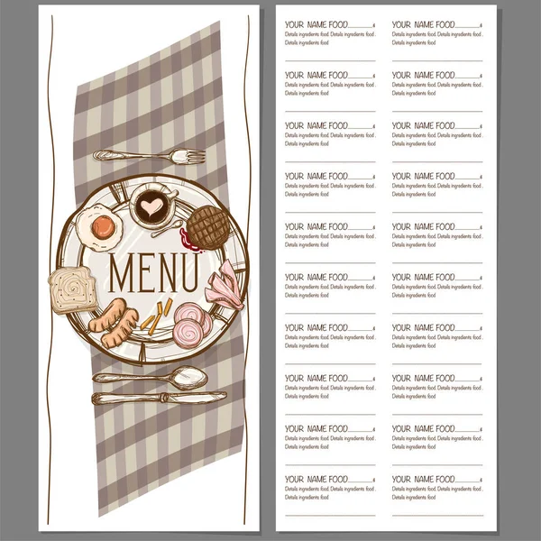 Menü Essen Restaurant Vorlage Design Hand Zeichnung Grafik — Stockvektor