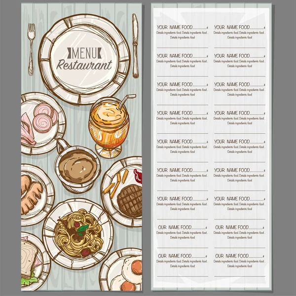 Menü étterem sablon tervezés kézzel rajz grafika — Stock Vector