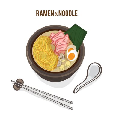 Gıda vektör Japon şehriye Ramen mutfağının çorba nesnesi