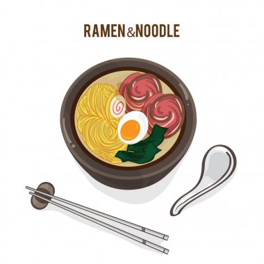 Gıda vektör Japon şehriye Ramen mutfağının çorba nesnesi