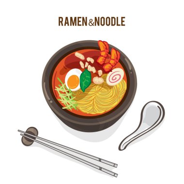 Gıda vektör Japon şehriye Ramen mutfağının çorba nesnesi