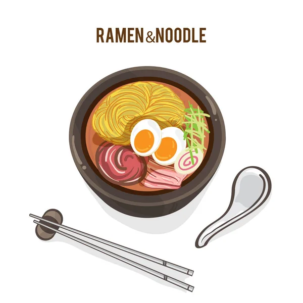 Vector alimentar tăiței japonez Ramen obiect supă de bucătărie — Vector de stoc